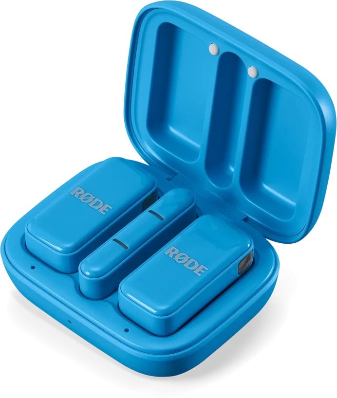 Микрофон без кабли Røde Wireless Micro, USB C, со кутија за полнење, син