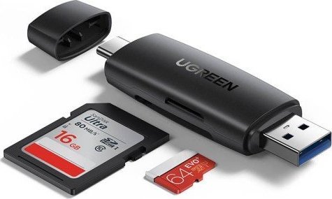 Адаптер за картички Ugreen CM304, USB-C во USB, SD TF, црн