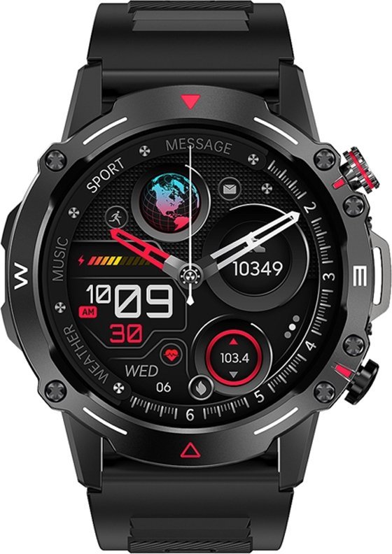 Smartwatch Veltori VT110-1, ekran 1.43" AMOLED, Bluetooth, me rrip silikoni i zi