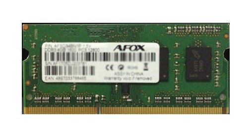 Memorie RAM AFOX, SODIMM, DDR3, 4GB, 1333 MHz, CL9, e zezë