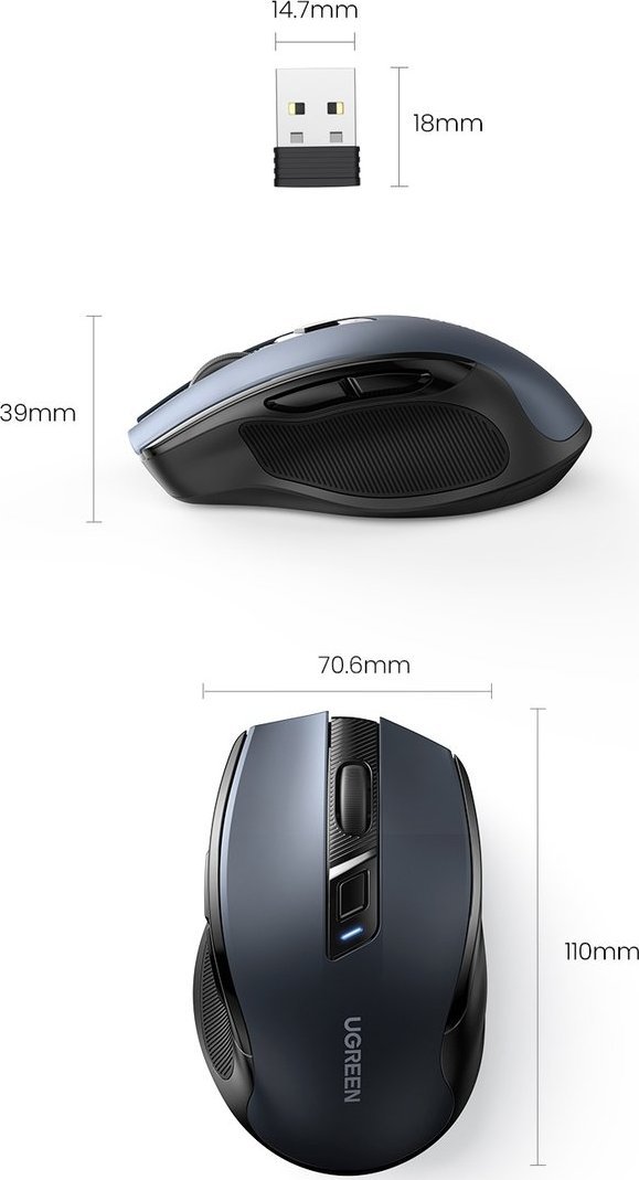 Maus Ugreen MU006, wireless 2.4GHz, 4000 DPI, i zi