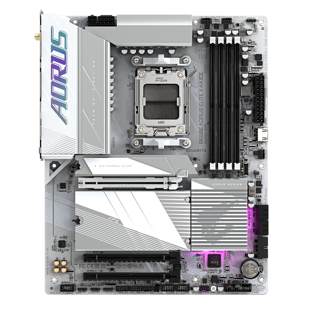 Pllakë amë GIGABYTE B650E AORUS ELITE X AX ICE, AMD Ryzen 8000, Socket AM5, ATX, e bardhë