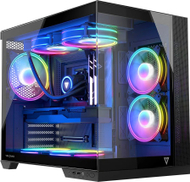 Kasë Modecom Volcano Panorama Apex ARGB 7F, e zezë, Midi Tower