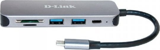 HUB USB C D Link DUB 2325, USB 3.2, lexues karte SD MicroSD, gri
