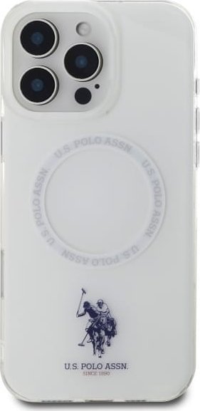 Kllëf telefoni US Polo USHMP16XHOCLDPW, për iPhone 16 Pro Max 6.9", me ring, MagSafe, i bardhë