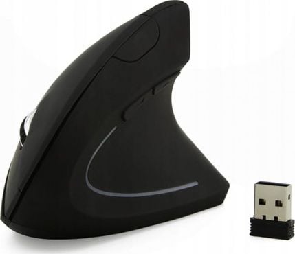 Безжичен вертикален глушец Zenwire, ергономски, 1200 DPI, црн