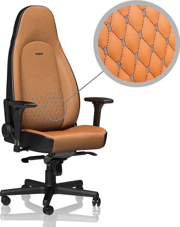 Karrige gaming dhe zyre noblechairs ICON, lëkurë natyrale, cognac e zezë