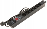Shirit rryme PDU PD-6/R-SPD-1L, 6 priza, 3680W, 1.8m, i zi