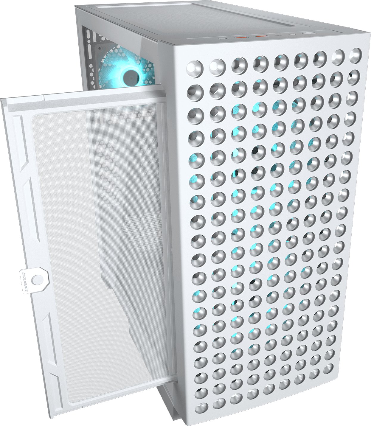 Куќиште за компјутер Cougar Airface Eco RGB, Mid Tower, ATX, бело