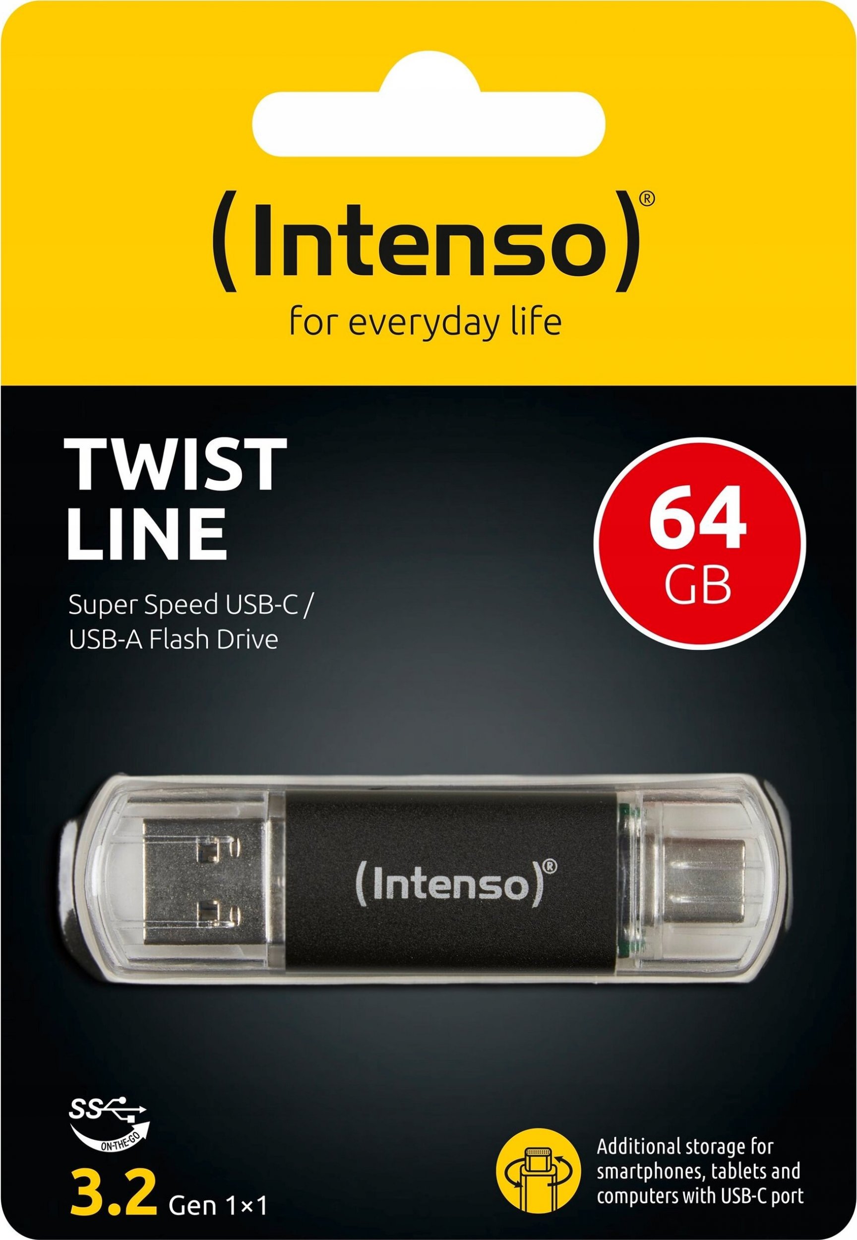 USB flash Intenso 3539490, 64GB, USB 3.2, Type A dhe Type C