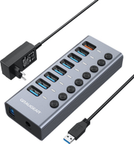 USB HUB Graugear G HUB71 A, 7 порти USB A 3.0, порта за полнење, сребрена