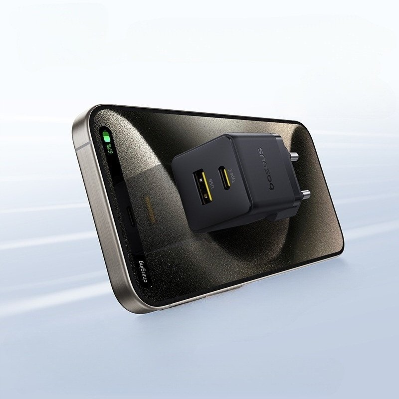 Полнач за автомобил Baseus Palm, USB и USB C, 20W, црн