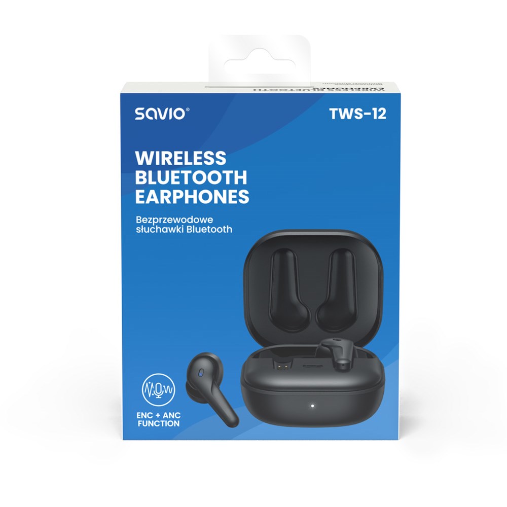 Kufje Savio TWS-12, Bluetooth 5.3, ANC, të zeza