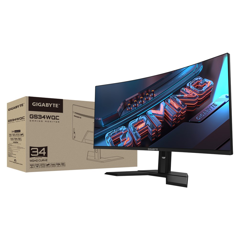 Monitor Gigabyte GS34WQC, 34", 3440 x 1440, Wide Quad HD, 120 Hz, i zi