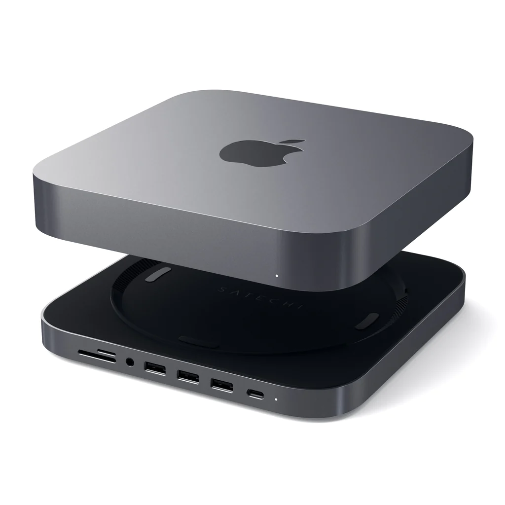 Mbajtëse dhe Hub Satechi USB-C për Mac Mini, e hirtë