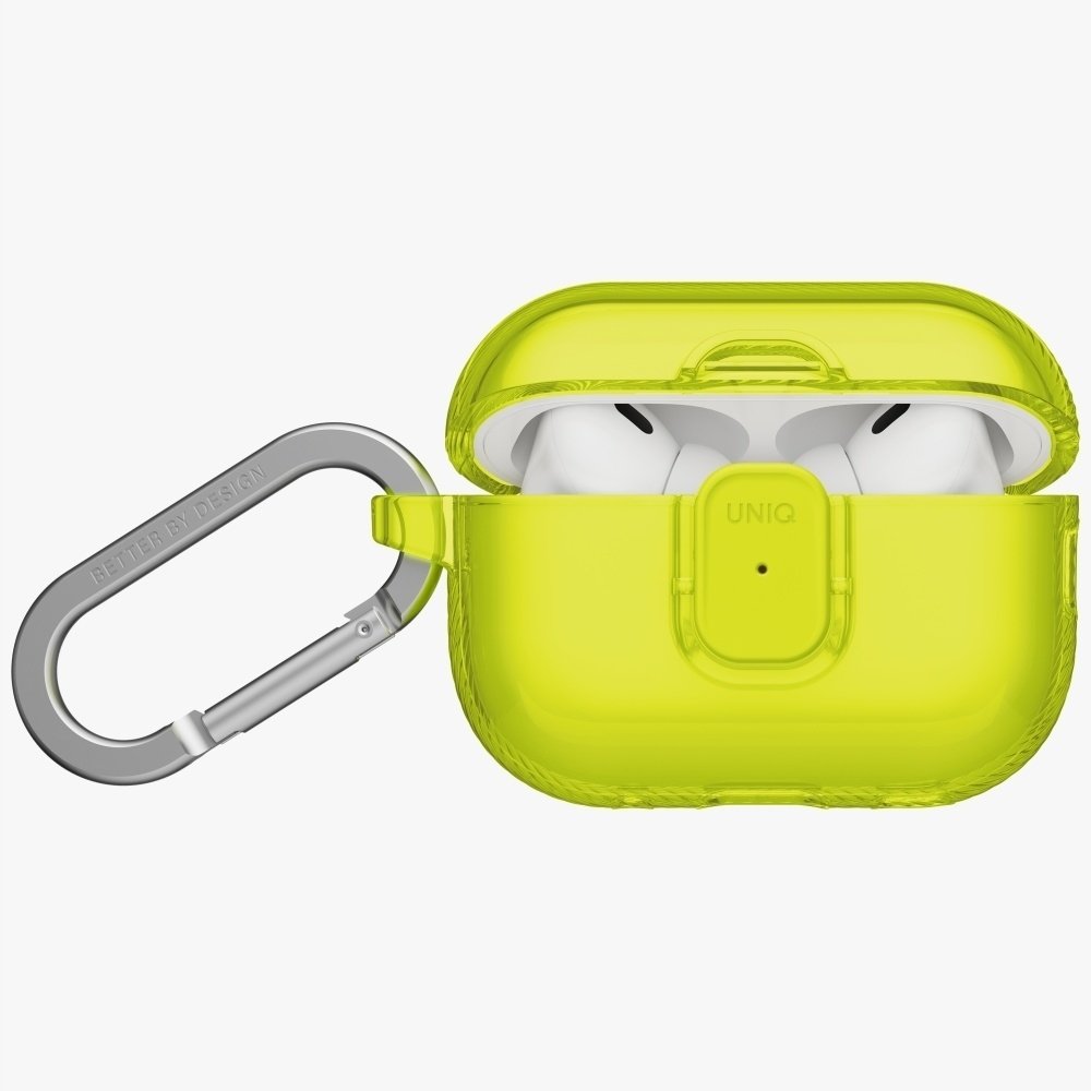 Навлака UNIQ GLASE за AirPods Pro 3, ултра проѕирна, затворање Spring Lock, светло зелена