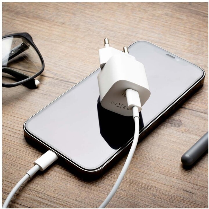 Karikues FIXED Mini USB-C, PD, 30W, bardhë