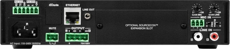 Аудио засилувач Audac MFA208, 2 x 40W 4 Ohm, 80W 70/100V, црн