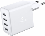 Karikues SWISSTEN, 4xUSB-A, 20W, i bardhë