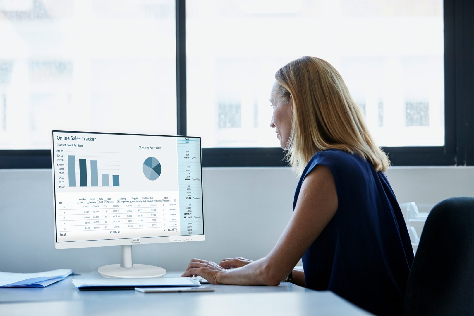 Монитор Philips V Line, 23.8", 1920 x 1080, 75 Hz, i bardhë