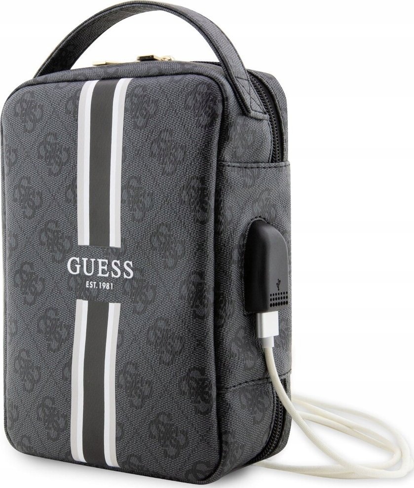 Çantë universale Guess 4G Printed Stripes Travel, PU, për telefon, e zezë