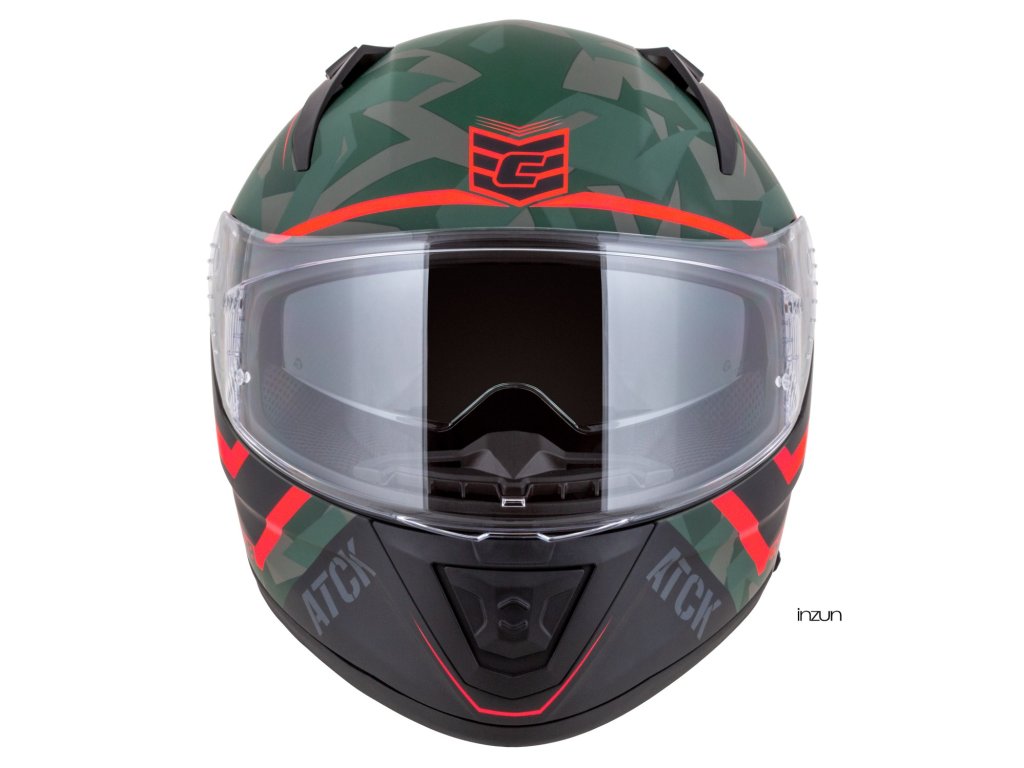 Helmë moto CASSIDA Aero ATCK 2026, integrale, polikarbonat, kamuflazh jeshile e zezë gri portokalli