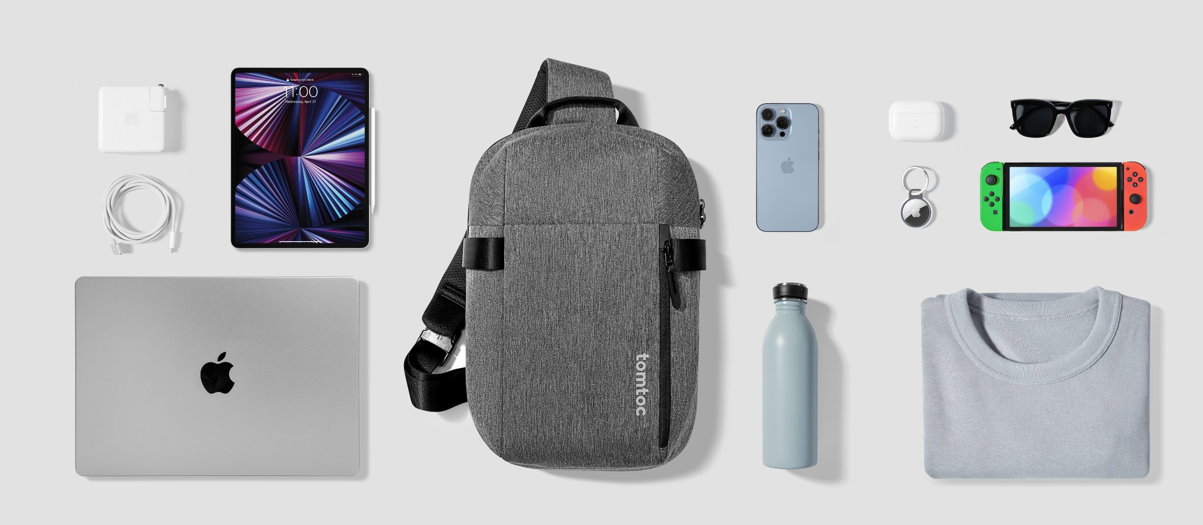 Рачна торба Tomtoc Navigator T24 Sling Bag M, 13\", 7L, сива