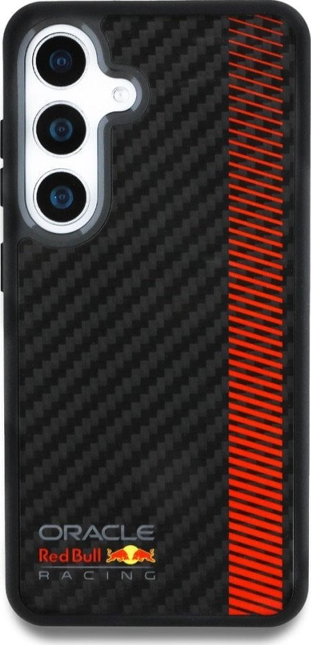 Mbështjellës telefoni Red Bull Powerbar Real Carbon Fiber MagSafe për Samsung Galaxy S25+, fibra karboni, i zi