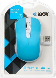 Maus iBOX LORIINI, wireless, USB, i bardhë dhe i kaltërt