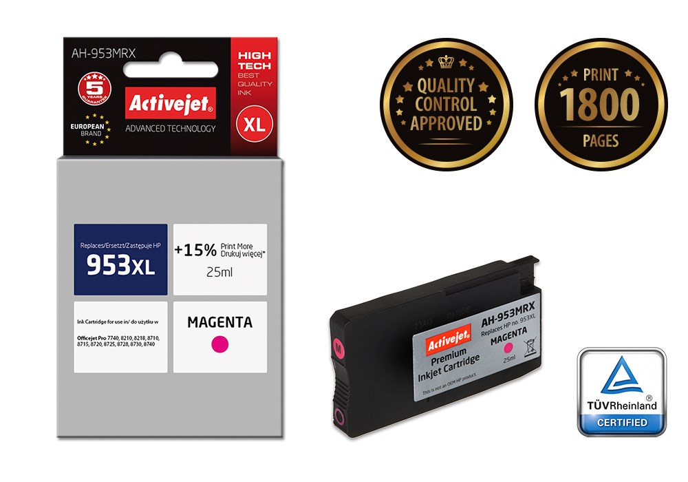 Ngjyrë për printer Activejet AH-953MRX (zëvendësim për HP 953XL F6U17AE), 25 ml, vjollcë