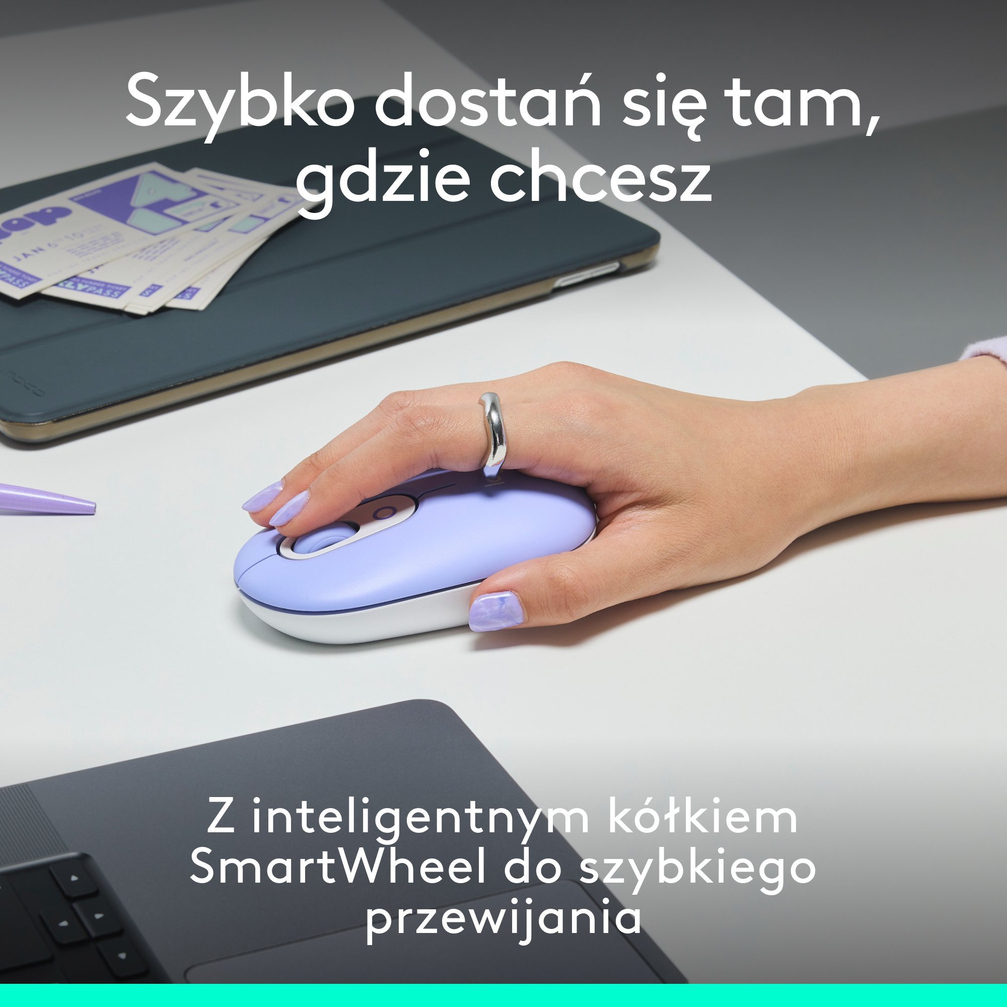 Сет тастатура и глушец Logitech POP Icon, Bluetooth, повеќеплатформски, виолетова и бела
