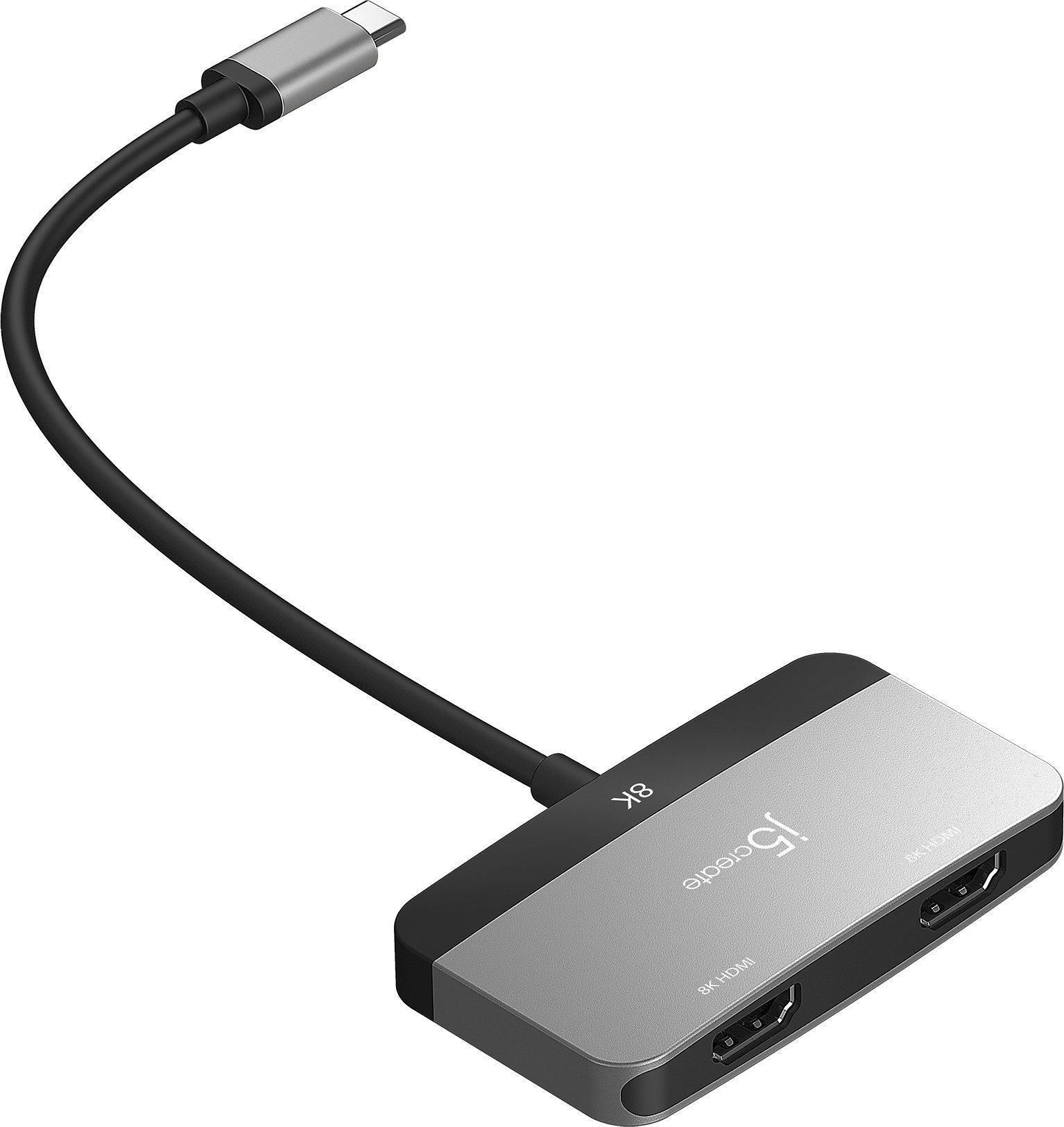Adapter USB C j5create JCA364, Dual HDMI, deri 8K, i zi gri