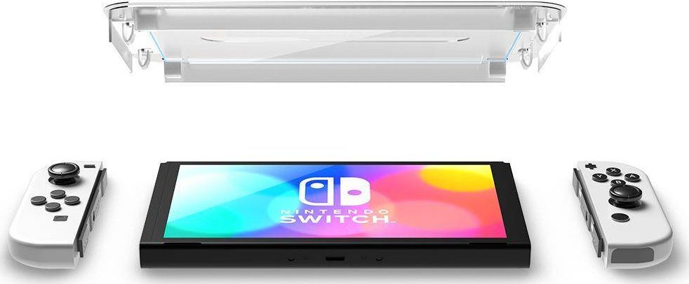 Mbrojtëse ekrani Spigen Glas.TR EZ Fit për Nintendo Switch OLED, xham i temperuar, set 2 copë, transparente