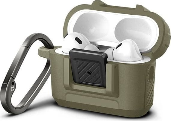 Mbështjellëse Spigen Lock Fit për Apple AirPods Pro 1 2, matte, khaki