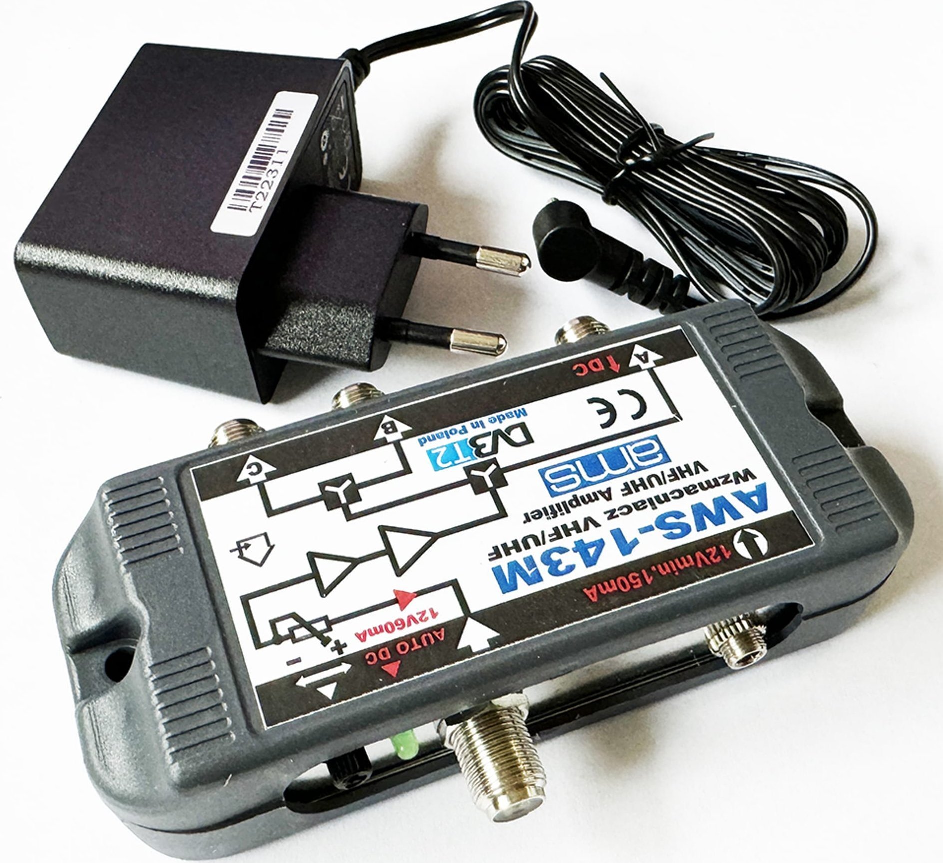 Përforcues antene Ams AWS-143M, rregullim fitimi, furnizim automatik, gri