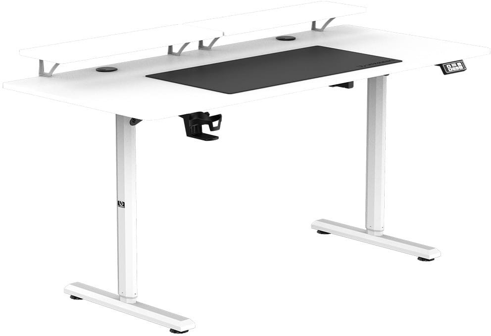 Tavolinë gaming Ultradesk Highlander XXL, rregullim elektrik, 160cm, e bardhë
