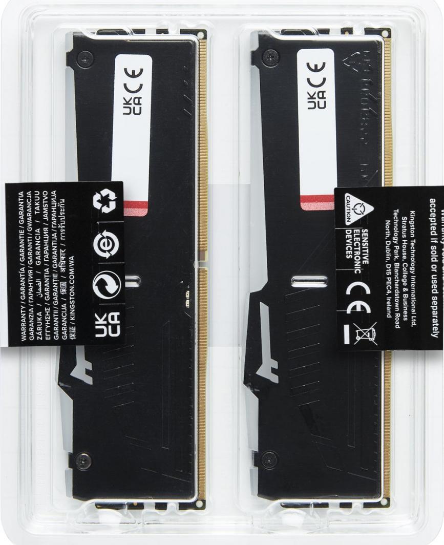 Module të memories Kingston Fury Beast RGB CL40 (KF552C40BBAK2-32), DDR5, 32GB, 5200MHz