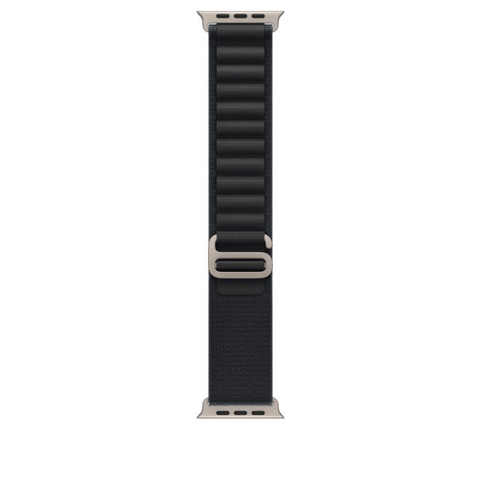 Apple Watch 49mm Loop, Black Alpine Loop, Small, Natural Titanium Finish