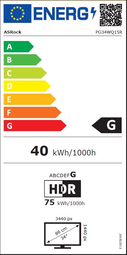 Monitor ASRock PG34WQ15R2B, 34", UltraWide QHD, 3440x1440, i zi