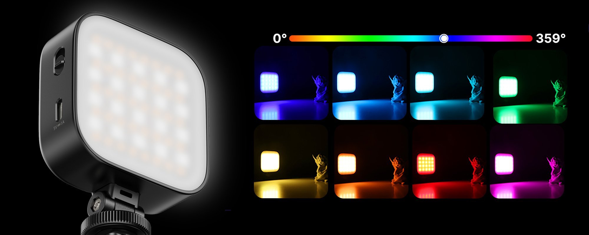 Dritë e vazhdueshme Ulanzi U60 RGB Pocket Light, me U Mount, e zezë