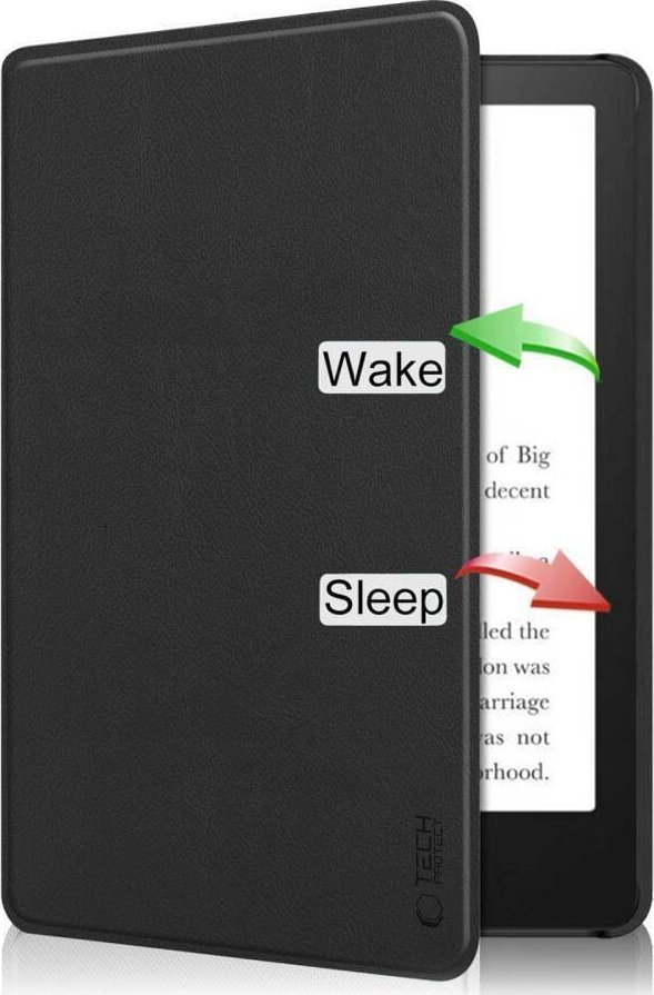 Навлака Tech-Protect Smartcase Kindle Paperwhite 6 Colorsoft Signature, функција будење-спиење, црна