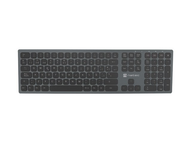 Tastierë Natec Dolphin NKL-1830, RF Wireless + Bluetooth, QWERTY, e zezë/e hirtë