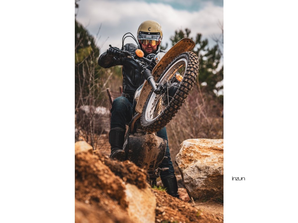 Helmë moto CASSIDA ESO Forty Nine 2026, fiberglass, retro, krem e zezë