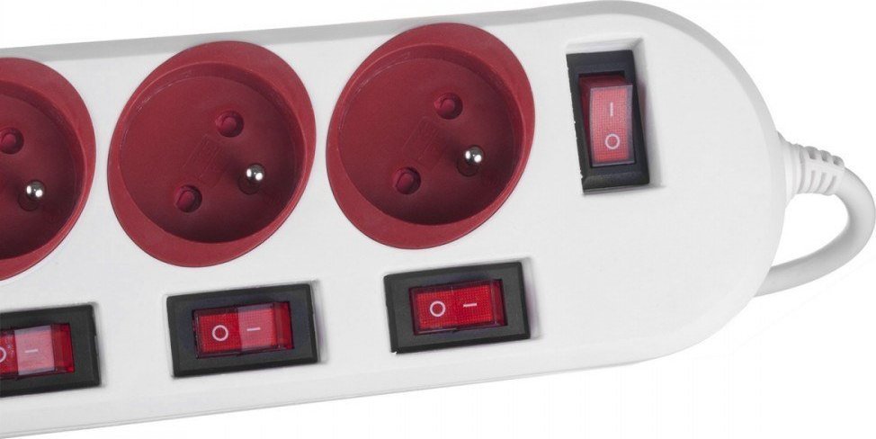 Електричен продолжен кабел Maclean MCE204, 5 приклучници, кабел 1.5 m, бел