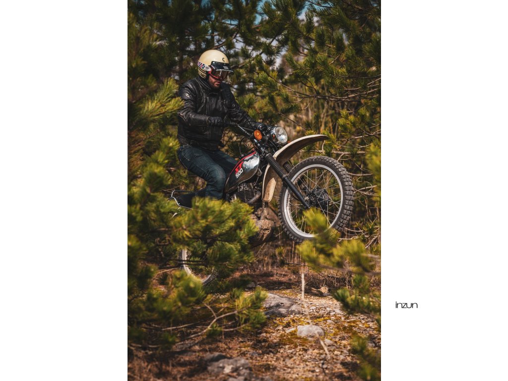 Helmë moto CASSIDA ESO Forty Nine 2026, fiberglass, retro, krem e zezë