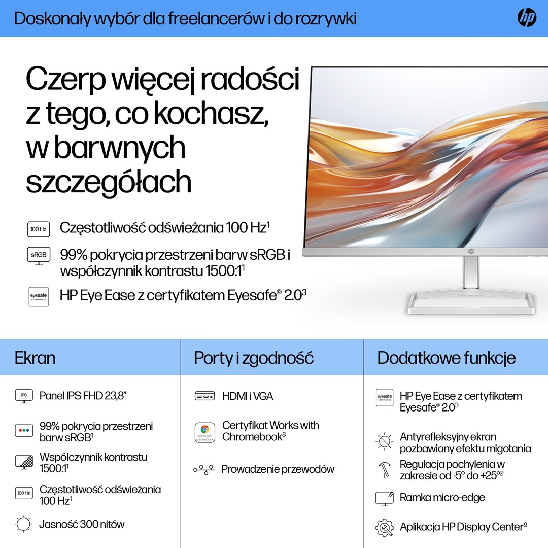 Monitor HP 23.8-inch Series, 23.8", 1920 x 1080, 100 Hz, i argjendtë