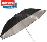 Ombrellë reflektuese fotografie Aurora 155cm, sipërfaqe e brendshme argjendi, pjesë e jashtme e zezë
