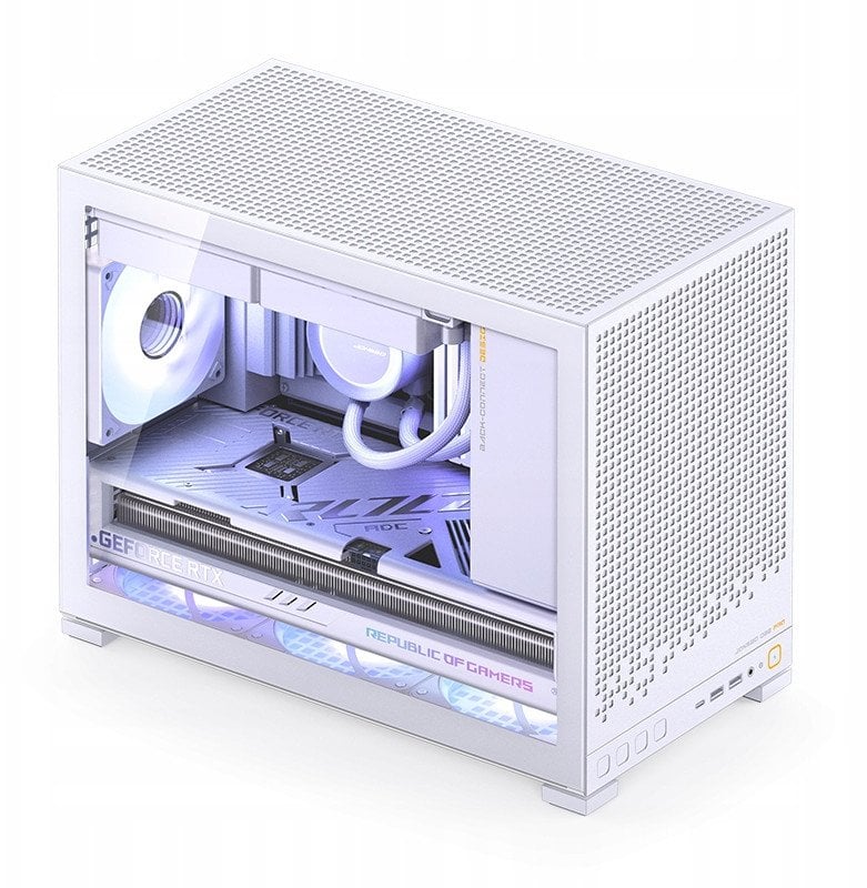 Kуќиште за компјутер Jonsbo D32 Pro, Micro ATX Mini ITX, зацврстено стакло, бела