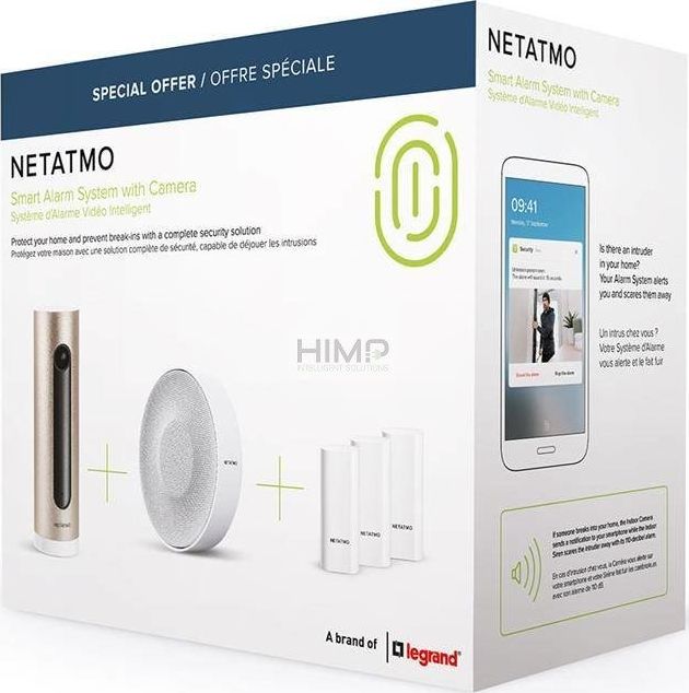Sistem alarmi smart Netatmo, me kamerë, me sirenë 110dB, i bardhë