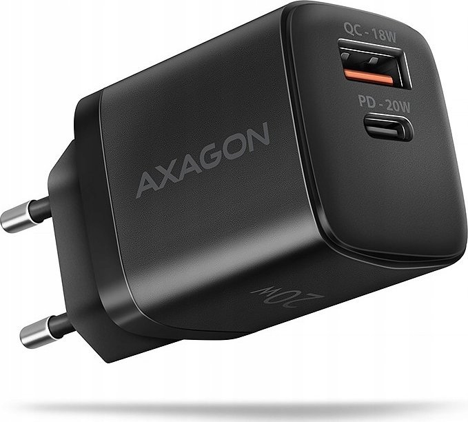 Karikues rrjeti Axagon ACU-PQ20, 20W, USB-A dhe USB-C, i zi